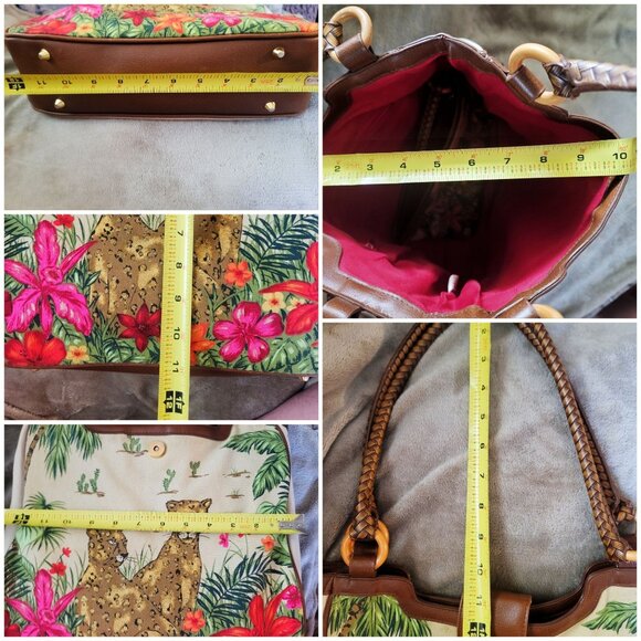 Avon Jungle Oasis Charming Tote & Matching Pouch Set-Leopards Tropical Print - Picture 5 of 16